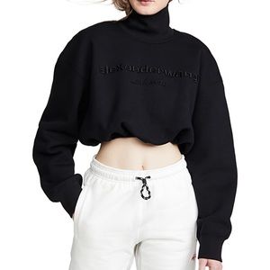 Alexander Wang cropped black mock neck sweater S